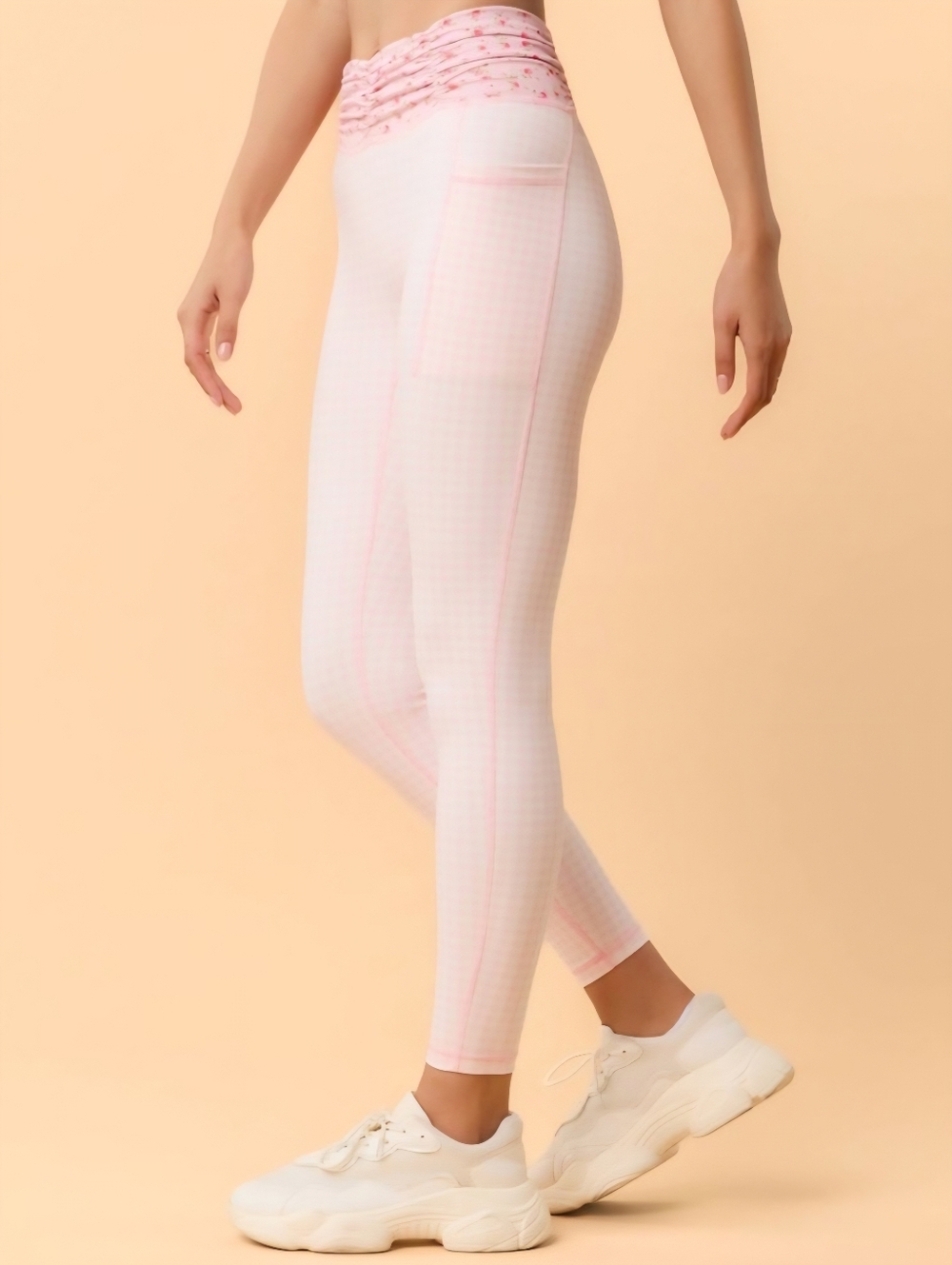 NWT Blogilates Women's Ruched Waist Leggings, Gingham Print, 1X